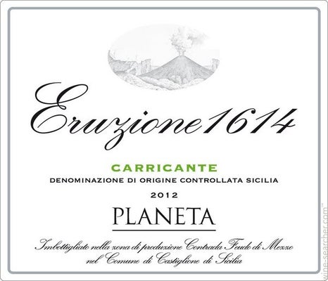 Label 1 of Planeta 'Eruzione 1614' Carricante Sicilia