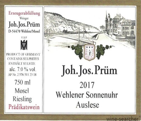 Label 3 of Joh. Jos. Prum Wehlener Sonnenuhr Riesling Auslese Goldkapsel
