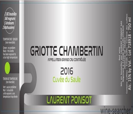 Label 1 of Laurent Ponsot Griotte-Chambertin Grand Cru 'Cuvee du Saule'