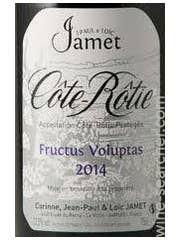 Click to see larger label image Label of Domaine Jamet Cote Rotie 'Fructus Voluptas'