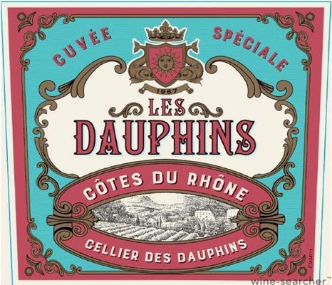 Label 1 of Cellier des Dauphins 'Les Dauphins' Cotes du Rhone Rose
