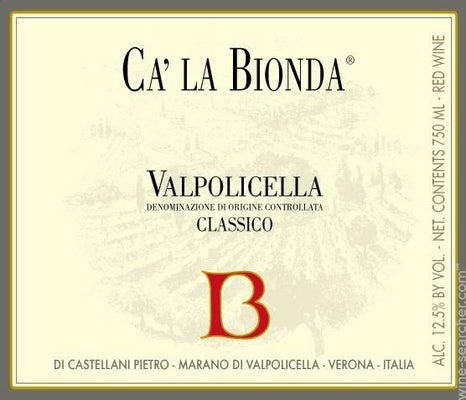 Label 1 of Ca' La Bionda Valpolicella Classico
