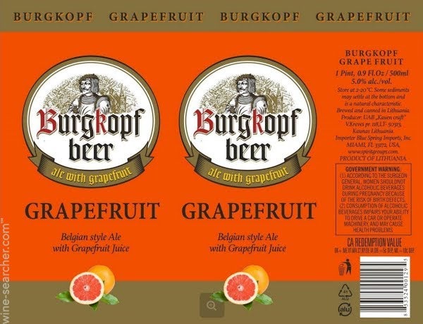 Burgkopf Grapefruit Beer | prices, stores, tasting notes ...