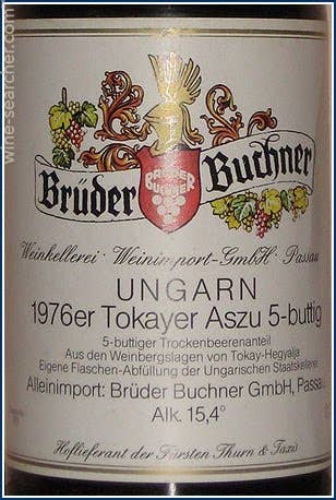 1976 Bruder Buchner Tokaji Aszu 5 Puttonyos Tokaj Hegyalja