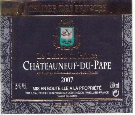 Label 2 of Cellier des Princes Chateauneuf-du-Pape Le Blason du Prince