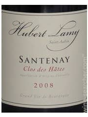 Click to see larger label image Label of 2023 Domaine Hubert Lamy Santenay Clos des Hates