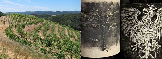 The James Berry vineyard (L): Saxum's labels are inspired by the vineyards